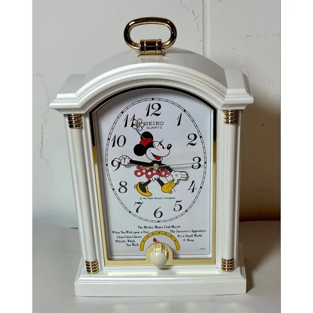 Vintage Seiko Disney Minnie Mouse Musical Alarm Clock QFE120W Cal 34604 Japan